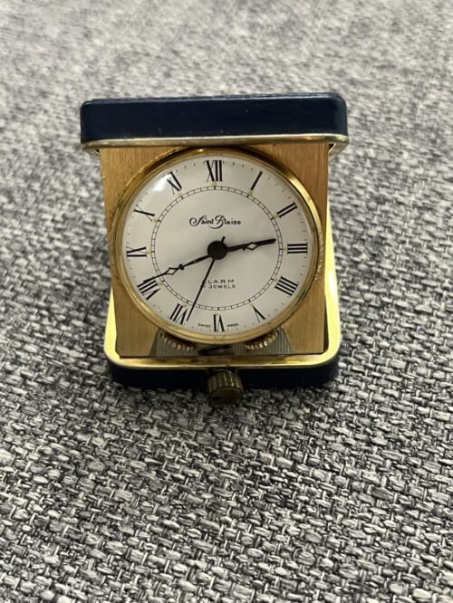 EXC VINTAGE SWISS 17 JEWELS ALARM POCKET / TABLE TOP LEATHER CASE WATCH