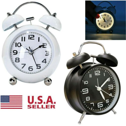 Extra Bell Backlight Loud Clock Vintage Alarm Twin Bedroom Battery Analogy Retro