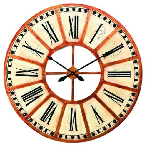 Extra Large 31" WHITE GOLD Train Station Wall Clock Wood Iron Luxe