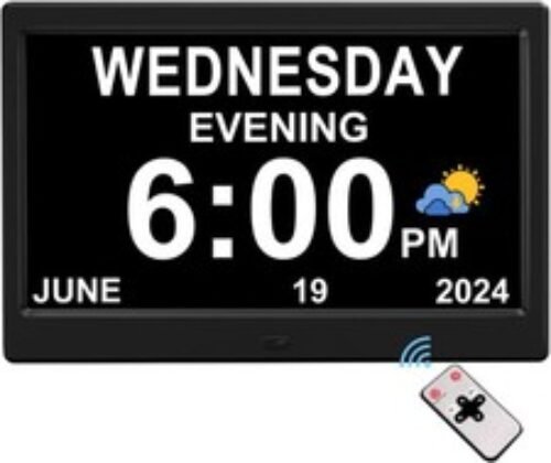 Extra Large Impaired Vision Digital Alarm Clock with Day and 10.1 Inch Black