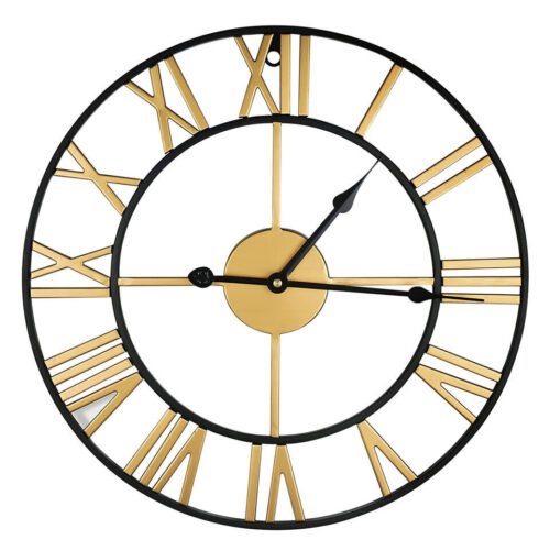 Extra Large Roman Numerals Skeleton Wall Clock Big Open Face Round Iron 60cm