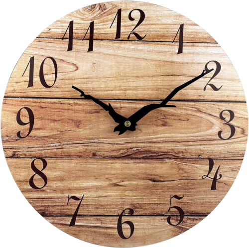 Extra Large Wall Clock, 16'' Frameless Wooden Wall Clocks with Silent Quartz Mov