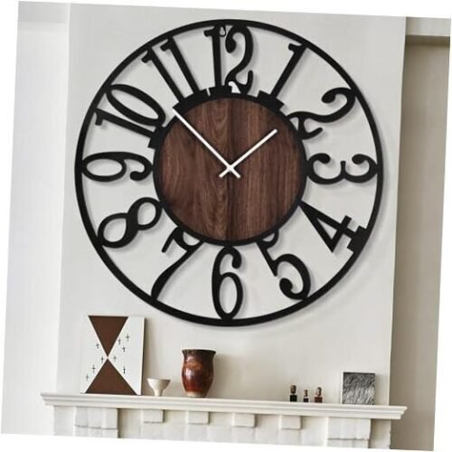 Extra Large Wall Clocks,Silent Little 32 IN Black Wood-arabic Number