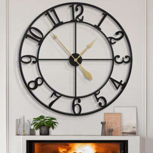 Extra Large Wall Clocks,Silent Little Ticking,Battery Operated Vintage Round ...