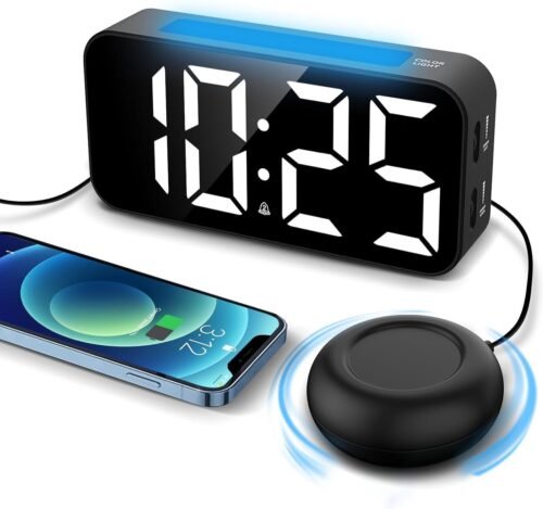 Extra Loud Alarm Clock with Bed Shaker Vibrating Alarm Clock for Heavy Sleepers