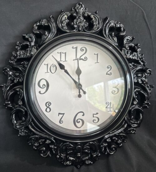 Fairytale Wall Clock Black Ornate Gothic 16"