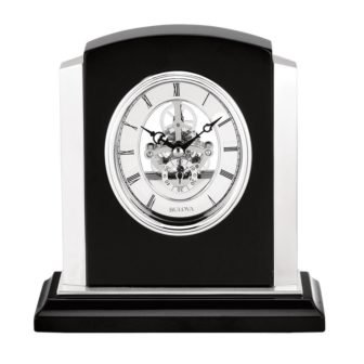 Faith Skeleton Table Clock in Ebony, Quartz Movement with Wood Frame Accented...