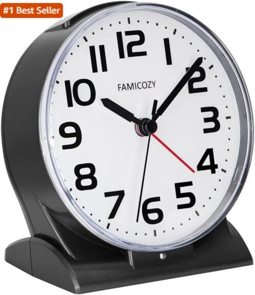 FAMICOZY Automatically Backlighted Alarm Clock,Silent No Ticking for Seniors Vis