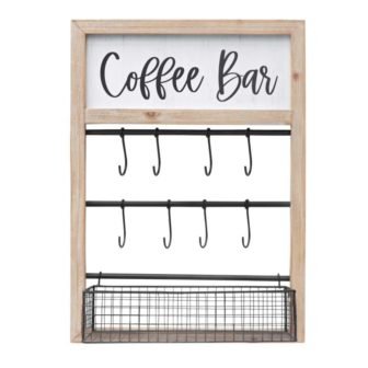 Farmhouse 15.75 in. W x 6.25 in. D Coffee Bar Natural Wood...