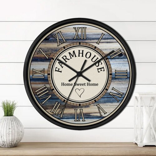 Farmhouse #2 - Wooden Wall Clock - Printed image of Boards Country Home Gift