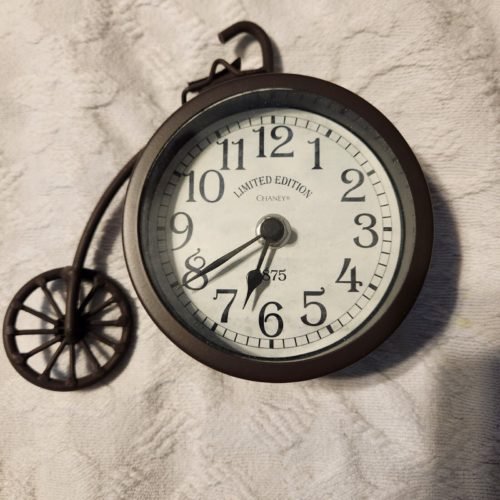 Farmhouse Distressed Brown Metal Bicycle Clock Desk,Table Top, Shelf or Mantel