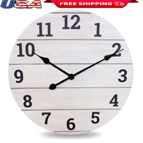 Farmhouse Plank Analog Wall Clock Decorative Quartz Timepiece Home Décor 20 Inch