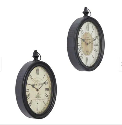 Farmhouse Pocket Watch Wall Clock Set 2 French Country Vintage Old-World Style