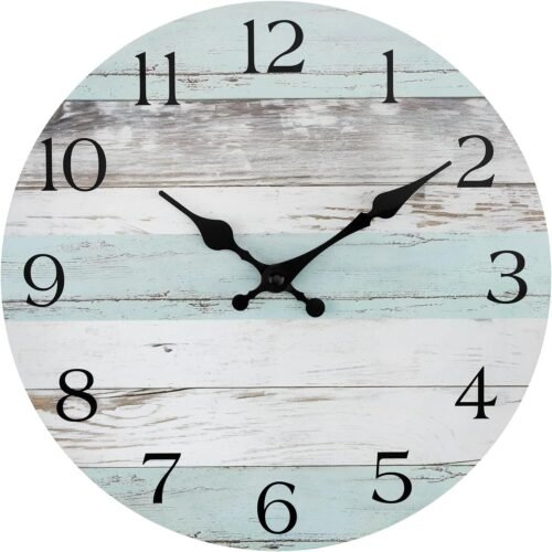 Farmhouse Wall Clock for Bedroom, Kitchen Wall Clock Decor, 10'' Big Rustic Wood