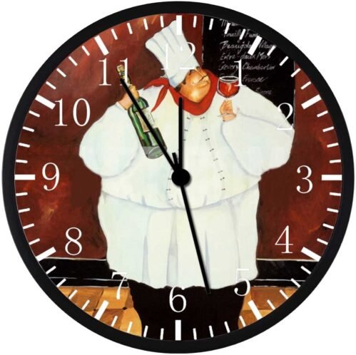 Fat Chef Black Frame Wall Clock E43