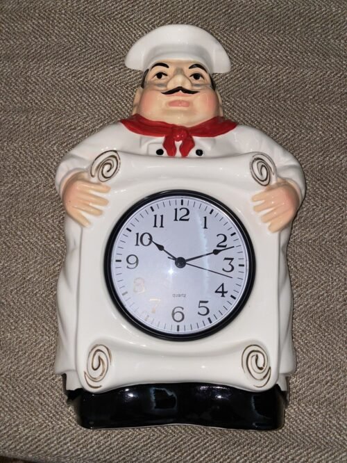 Fat Chef Clock Handcrafted Beautiful Piece Works And Looks Great!