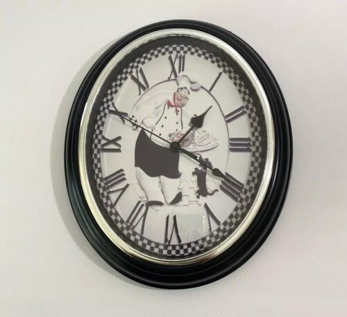 Fat Chef Italian Chef with Dog 12”X 9" Battery Operated Wall Clock Great Kitchen