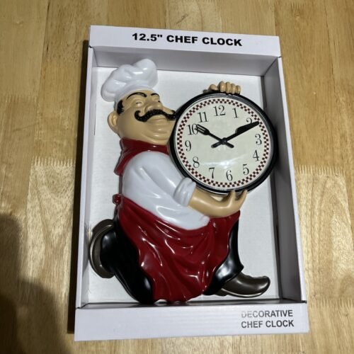 Fat Italian Chef Clock 12.5” Battery Operated Analog