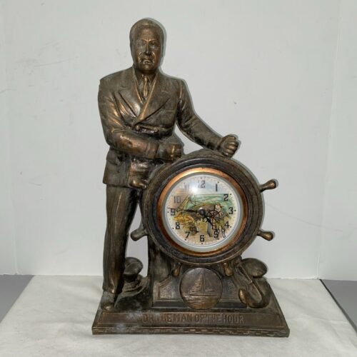 FDR “Man of the Hour” Clock. Rare Dial w/ Moving Arm & Ships Wheel. United Elect