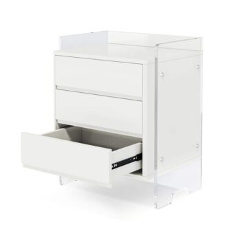 Fenley White 3 Drawers 18.9 in. W Nightstand, Modern Night Stands Bedside Table