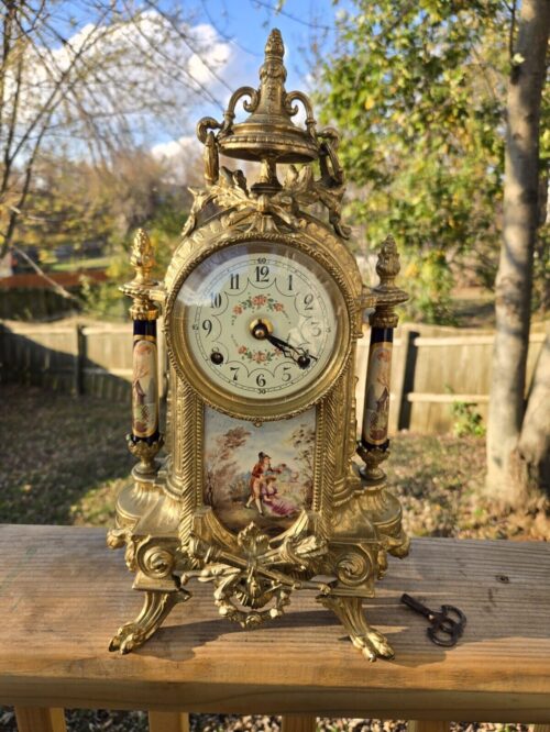 FHS "Franz Hermle and Sohn" French Style Brass Clock