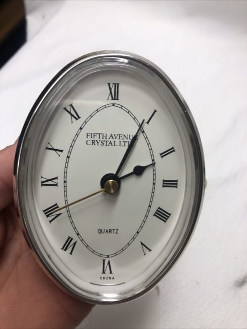 Fifth Avenue Crystal LTD Clock Desk Shelf Mantle Quartz Oval