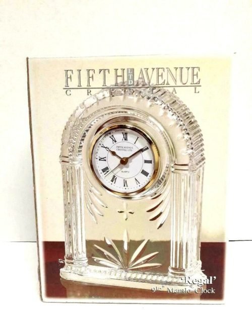 Fifth Avenue Crystal Regal 9.5" Mantle Clock Lead Crystal. NEW by Crystal Clear