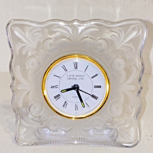Fifth Avenue Crystal Renaissance 5" Clock Frosted Crystal Quartz Movement