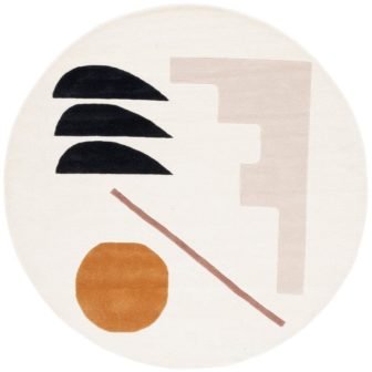 Fifth Avenue Ivory/Brown 5 ft. x 5 ft. Geometric Round Area Rug