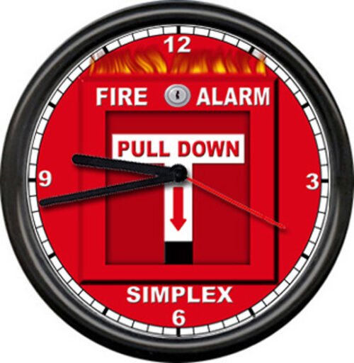 Fire Alarm System Department Captain Investigator Pull Down Sign Wall Clock NEW