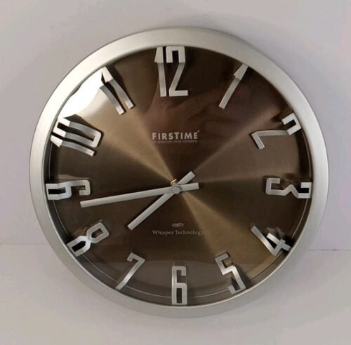 FirsTime & Co. Silver Dimension Whisper Wall Clock, Modern, Analog, 10.75 x 2 x