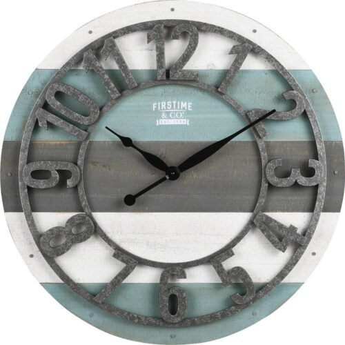 FirsTime & Co. Wall Clock 27" Farmhouse Aged Teal Wood Planks Rustic Distressed