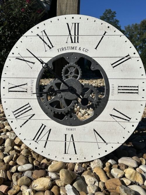 FirsTime & Co. White Farmhouse Shiplap Wall Clock Large Vintage Decor for Liv...