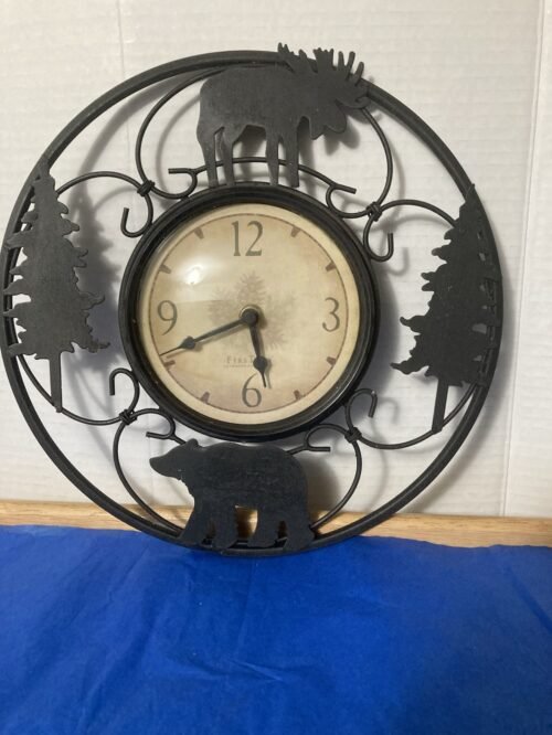 FirsTime Moose & Bear Wall Clock 11 in Diam