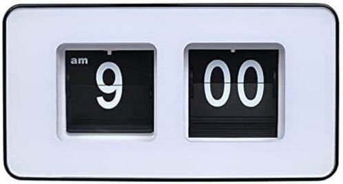Flip Clock Digital Desk Clock for Bedrooms Retro Vintage Clock (White +Black)