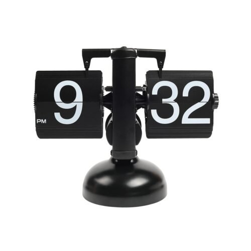 Flip Desk Clock (Black), Retro Vintage Design Auto Flip Desk/Table Clock Larg...