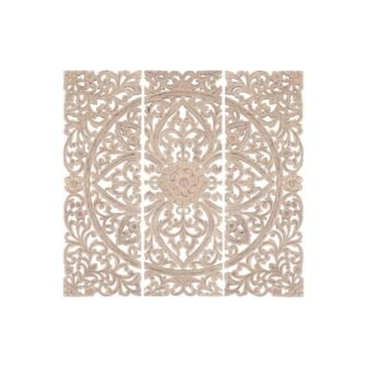 Floral Hand Carved Wooden Wall Plaque