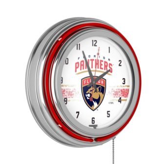 Florida Panthers Red Logo Lighted Analog Neon Clock