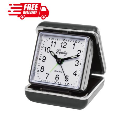 Fold-Up Travel Alarm Clock, Quartz Analog, Loud Beep Alarm, Luminous Hands, Batt