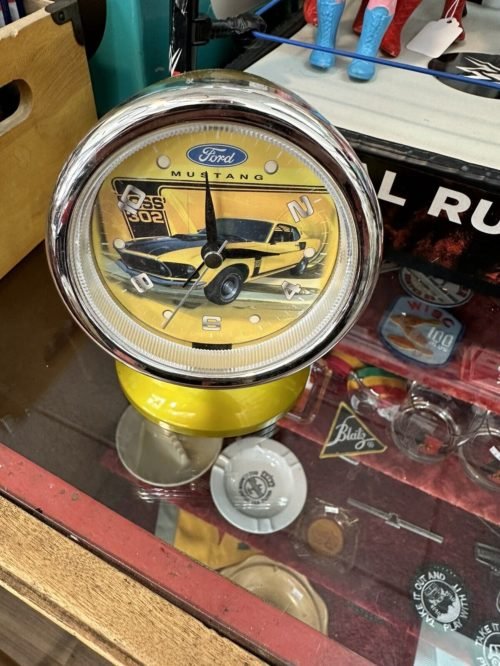 Ford Motor Boss 302 Mustang Car Gold Rear View Mirror Shape Alarm Clock Desk Top