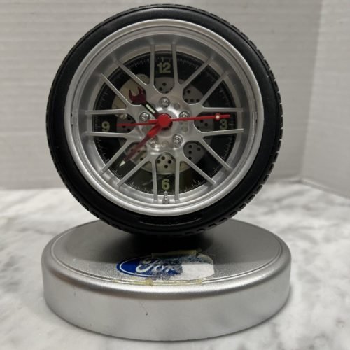 Ford Wheel Tire Desk Clock with Alarm Good Working Used Condition Mustang
