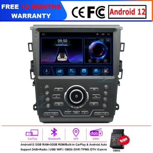 For Ford Mondeo MK5 Touchscreen Android12 Car Stereo GPS Navigation CarPlay +OBD