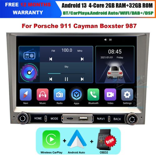 For Porsche Cayman Boxster 987 CarPlay Car Stereo Navigation GPS Android 13 Video