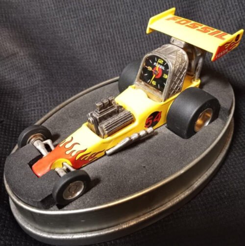 Fossil Desk Clock Dragster Racing Car Novelty Desk Clock