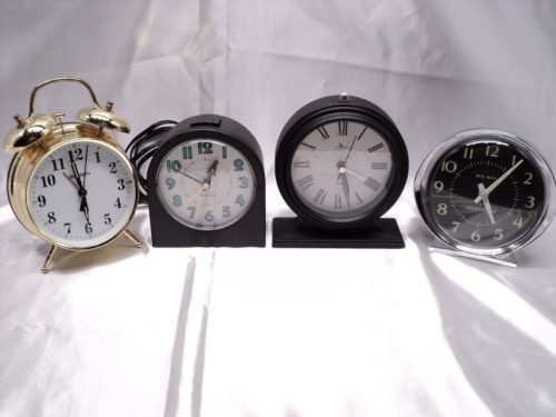 Four Vintage Alarm Clocks, all work.