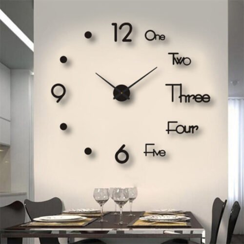 Frameless 3D Wall Clock Modern Non Ticking Silent Acrylic Digital Analog Clock n