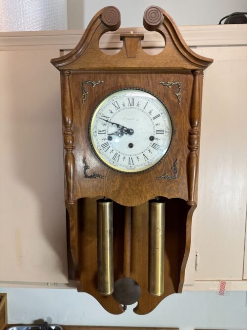 Franz Hermle Antique Wood Wall Clock 31" Decor Face 351-030A FREE SHIP