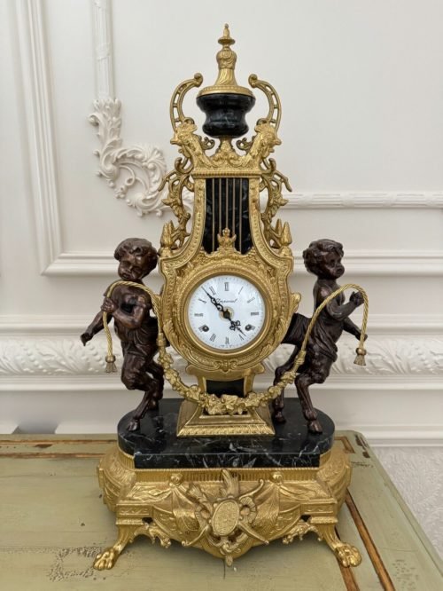 Franz Hermle Imperial Italian Mantle Clock - Marble And Brass - Vintage