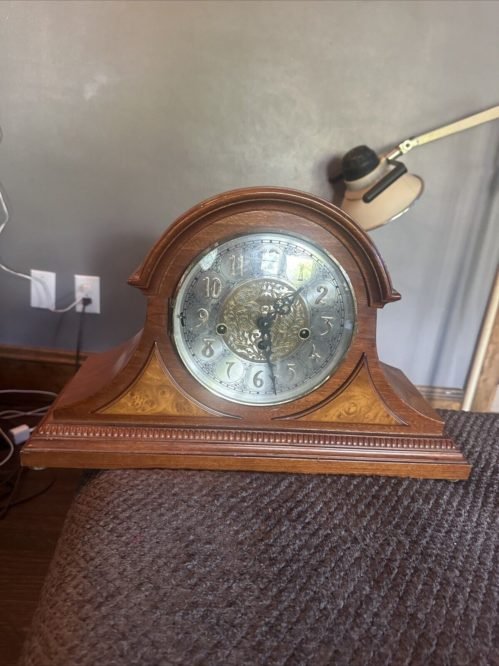 FRANZ HERMLE Stunning Walnut Cased Black Forest Mantel Clock No Key Untested