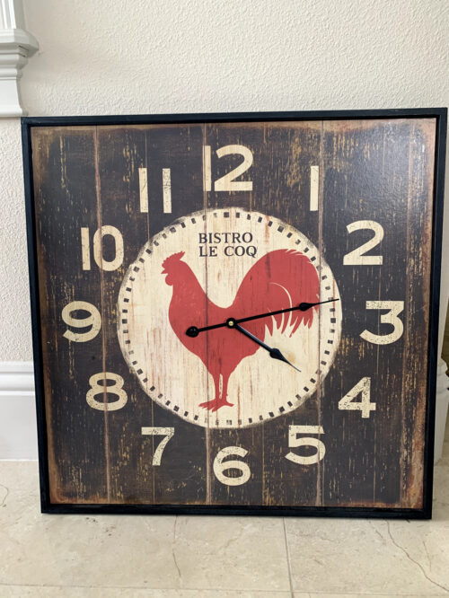 French BISTRO LE COQ Rooster Wall Clock " Chicken Country Farmhouse Cottage
